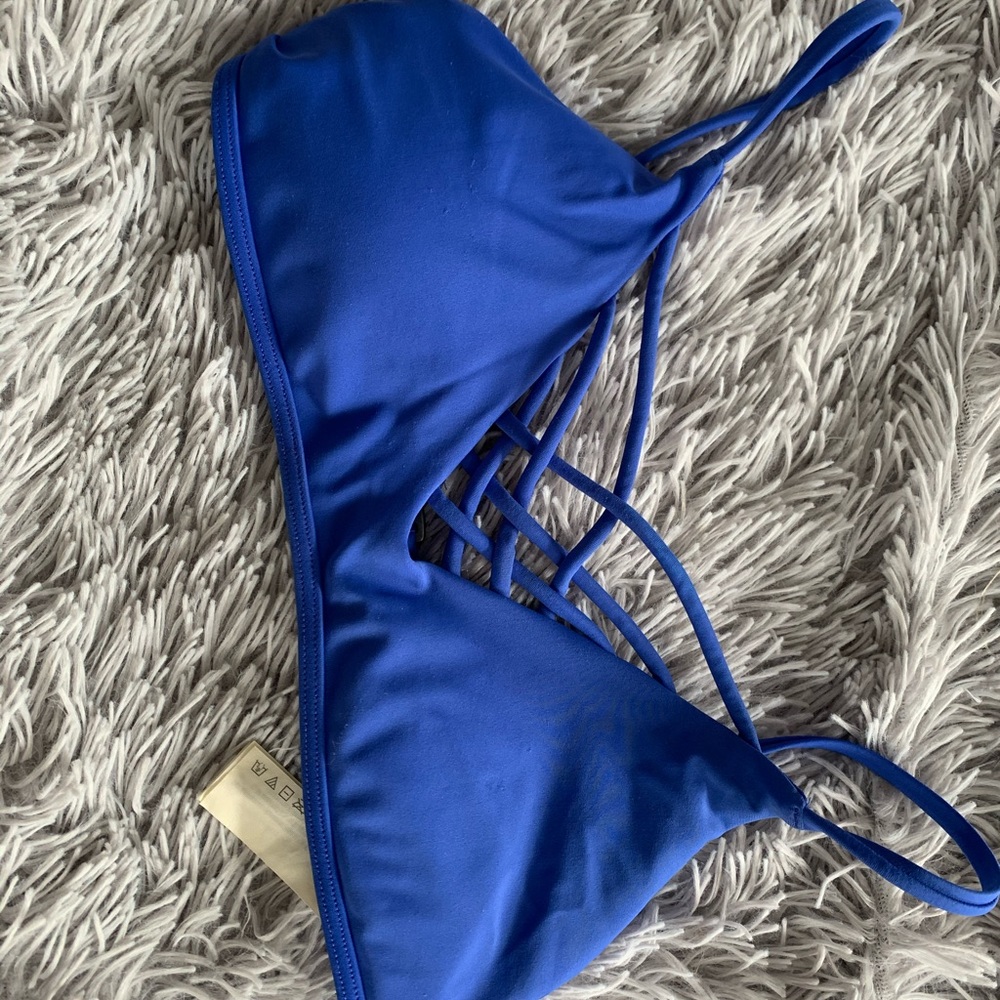 blue cross tied bathing suit
